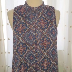 Sleeveless Midi Dress with Mandarin Collar